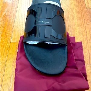 Salvatore Ferragamo Men's Groove Slide Sandals